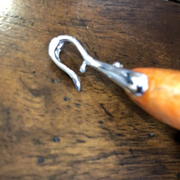 Orange Coral Pendant and Sterling Silver Ornate Necklace NWOT - Picture 9 of 11